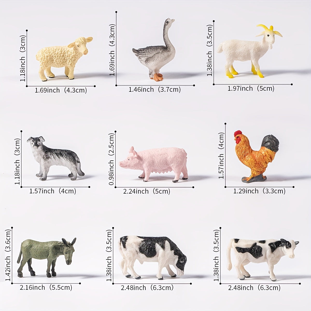Mini Farm Toy Set with 12 Plastic Animal Models - Educational Toys for Kids
