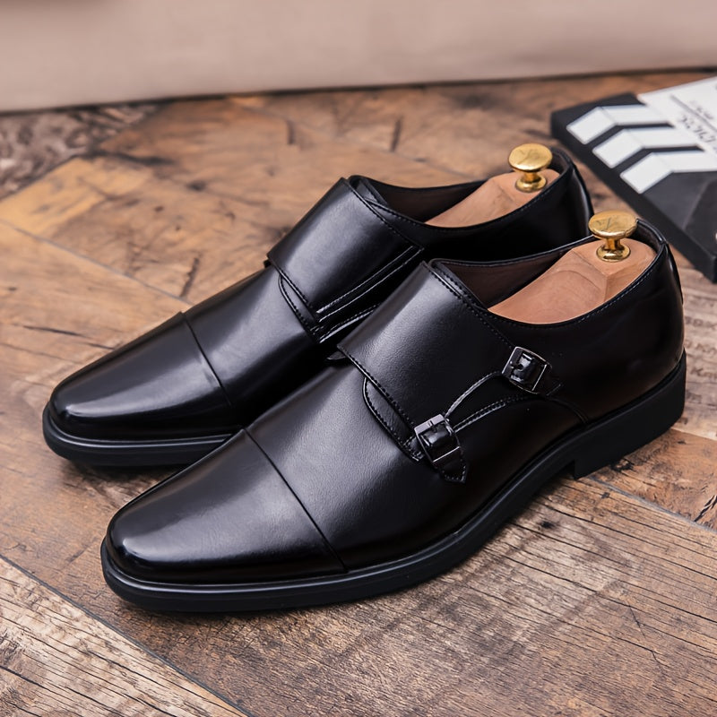 Men's Double Monk Strap Cap toe Loafers Dark Brown