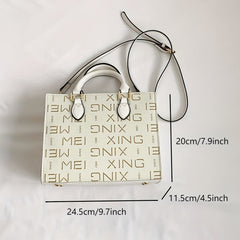 Vintage Letter Pattern Square Shoulder Bag Women's Crossbody Bag