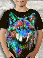 Wolf Graphic T Shirt for Boys 3D Digital Print Stretch Tee