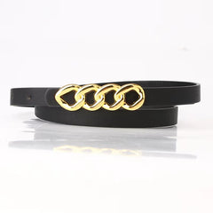 Thin Waist Belt Chain Buckle PU Leather Ladies Dress Strap Dress Decor Jean