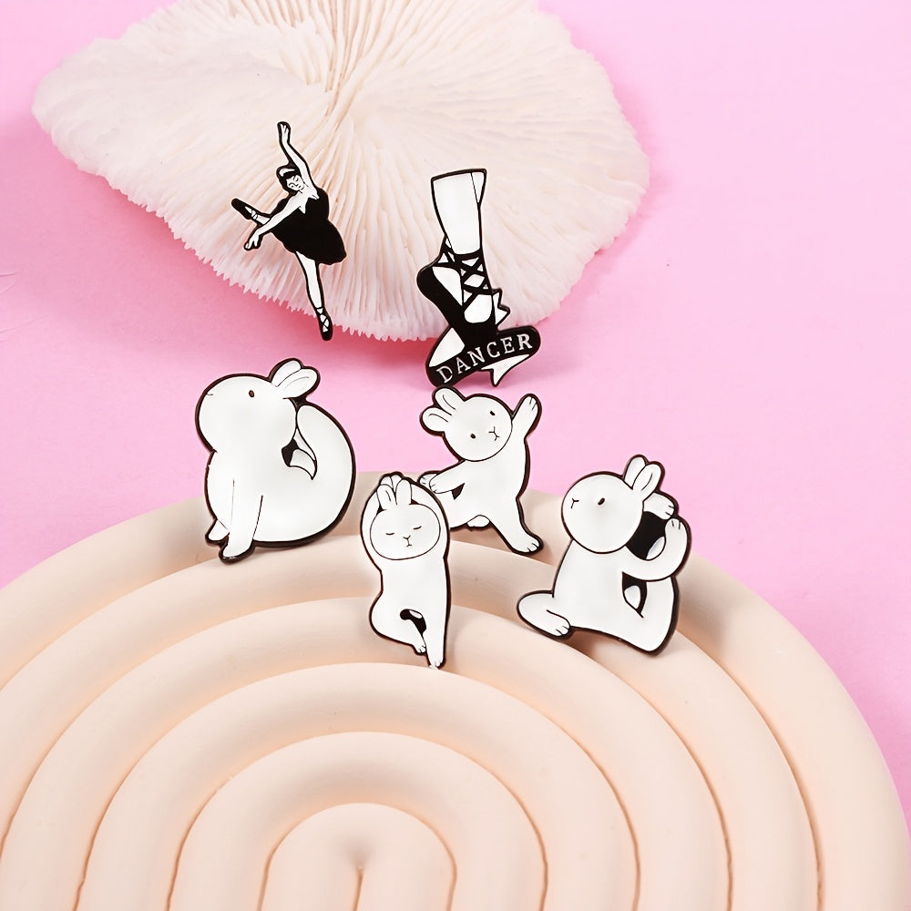 Cartoon Rabbit & Girl Enamel Pin Set for Clothes & Bag