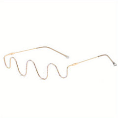 Rhinestone Decor Lensless Glasses Wavy Glasses Frame Stylish Photo Prop