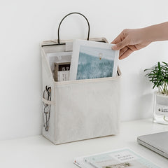 Wall Mounted Cotton Linen Storage Bag with Hooks