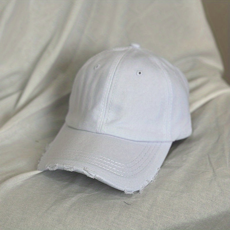 Unisex Breathable Ripped Baseball Cap w/ Letter Embroidery