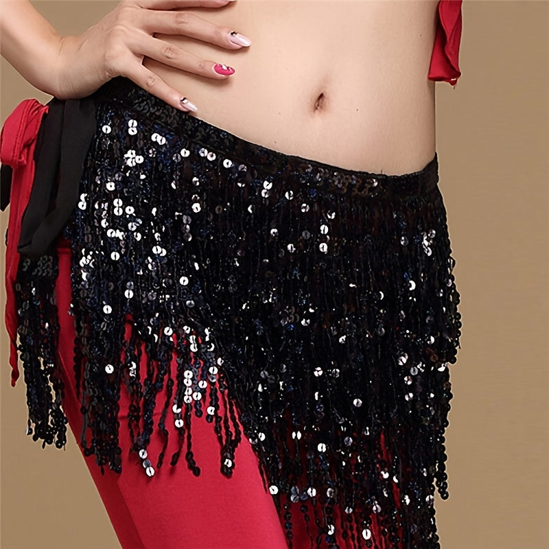 Bohemian Style Belly Dance Costume Sequin Tassel Fringe Hip Scarf Belt