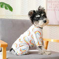 Rainbow Print Dog Pajama Cozy Pet Clothes for Cats and Dogs