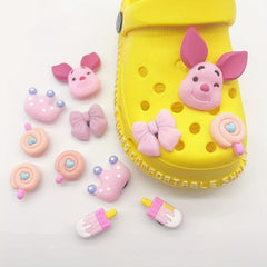 12pcs Pink Piggy Shoe Charm Clogs DIY Decoration Accessories