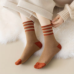 10 Pairs Striped Colorblock Socks Cozy Mid Tube Women's Stockings