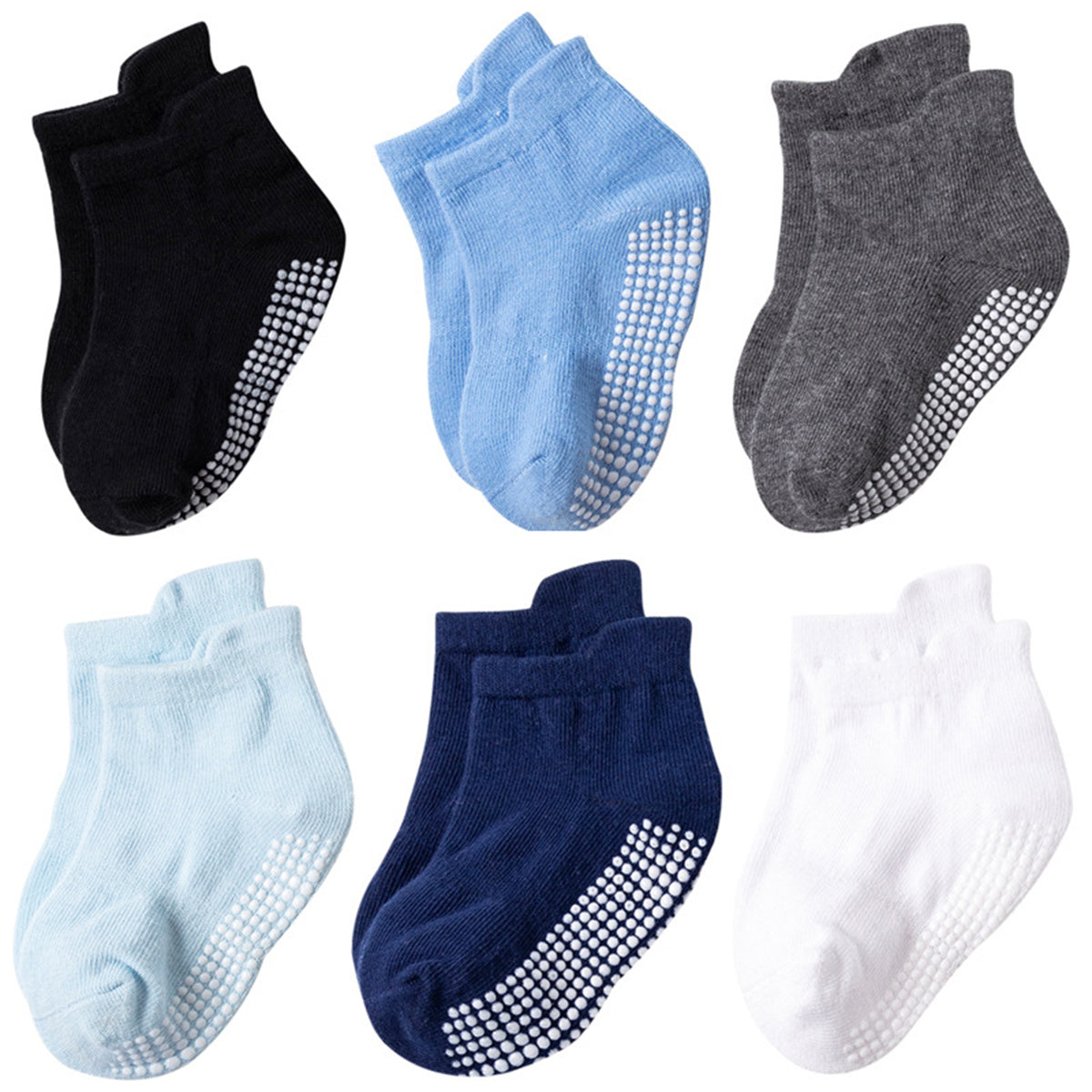 6 Pairs Toddler Baby Socks Stripes & Solid Cotton Ankle Socks