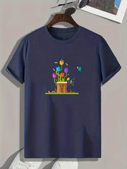 Flowers Print Men's Graphic Tshirt for Summer