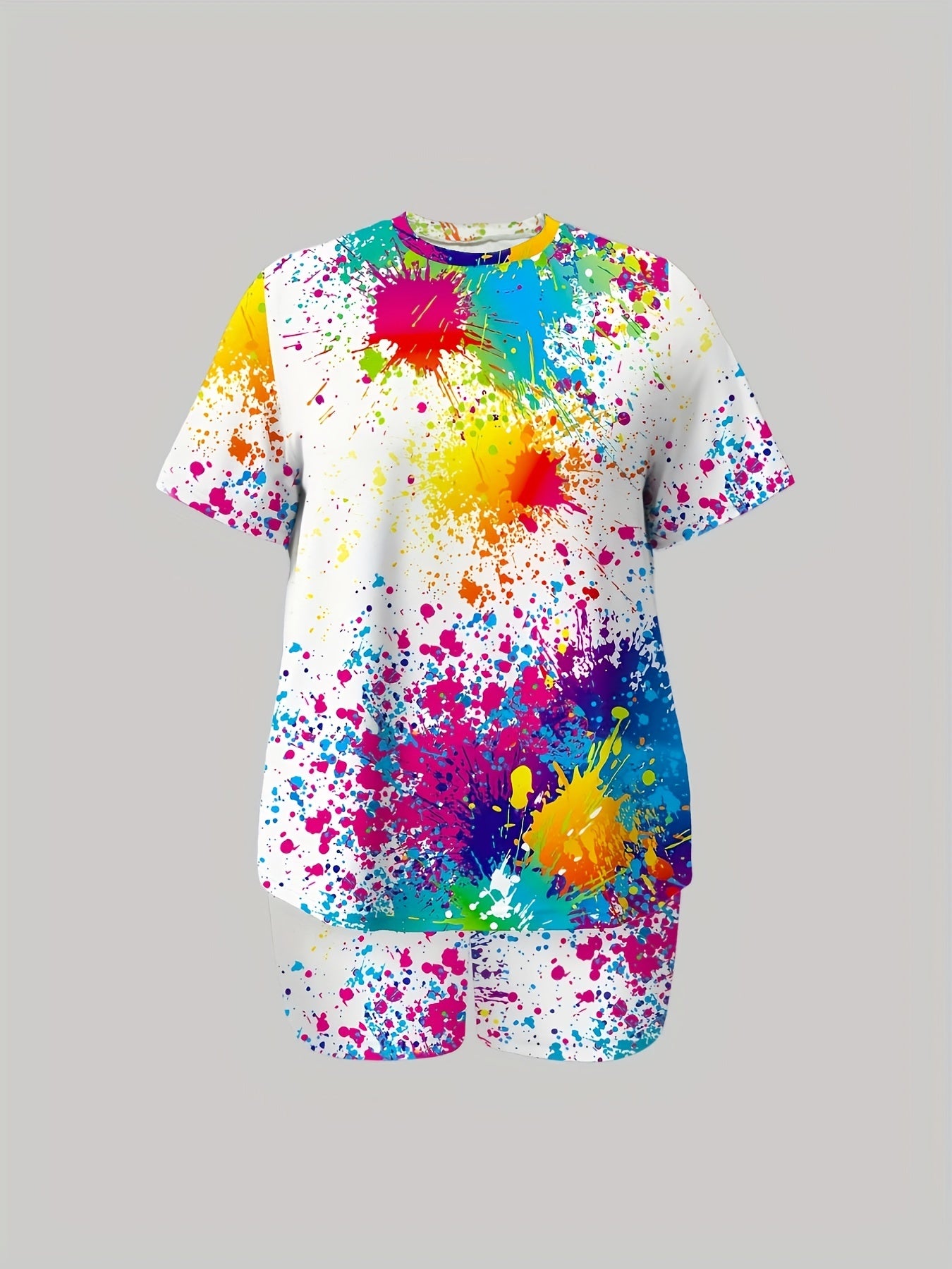 Women's Splash Print Top & Shorts Set