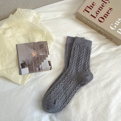 8 Pairs Twist Textured Mid Tube Socks Women's Stockings & Hosiery