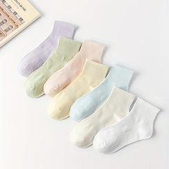 7 Pairs Solid Comfy Breathable Women's Socks Stockings & Hosiery