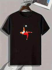Football Player Print Men's Comfy T shirt Active Tee For Summer