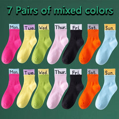 Colorblock Pairs Letter Print Socks Comfy & Breathable Women's Stockings