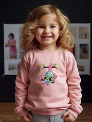 Breathable Mouse Graphic Crew Neck Sweatshirt for Girls