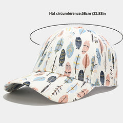 Colorful Leaves Print Baseball Cap Women's Cotton Lightweight Sports Hat
