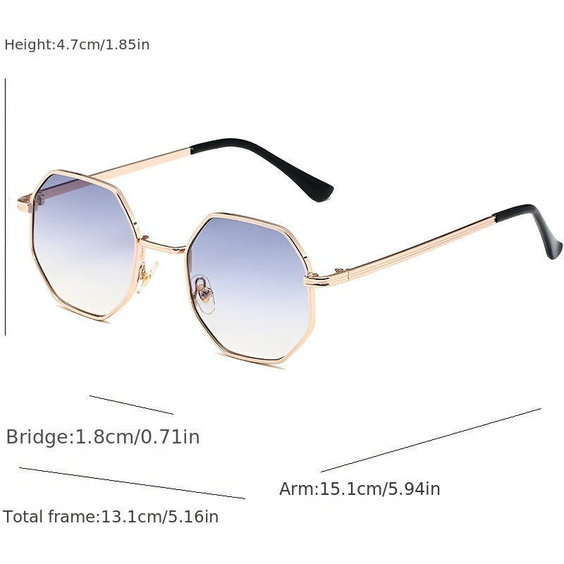 Gradient Lens Sunglasses Metal Polygon Frame UV Protection