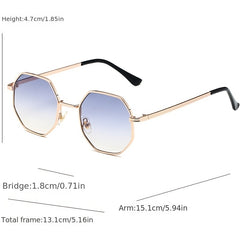 Gradient Lens Sunglasses Metal Polygon Frame UV Protection