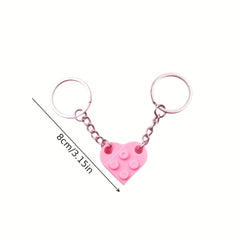 Heart Shape Building Block Keychain Couple Friendship Family Gift