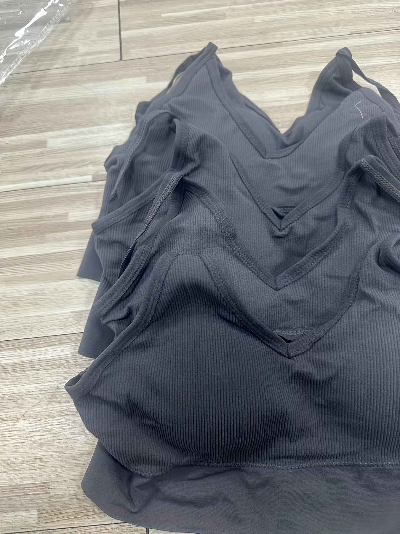 5pcs Ribbed Wireless Bras Comfy & Casual Back Bra Women's Lingerie