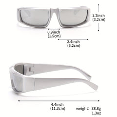 Y2K Future Tech Sense Silver Hip Hop Bungee Men's Sunglasses
