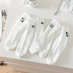 5 Pairs Expression Print Socks Fun & Cute Crew Socks Women's Stockings
