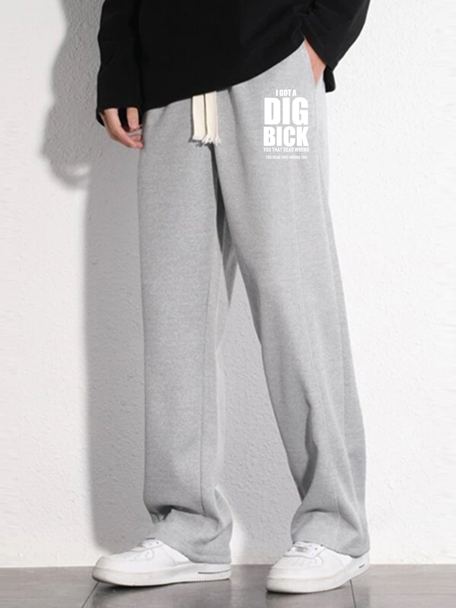 Letter Print Mopping Pants Men s Casual Stretch Waist Joggers