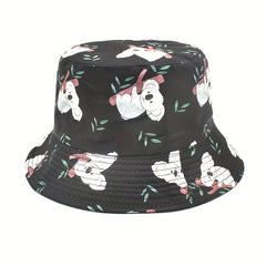 Koala Print Bucket Hat Reversible Cartoon Sunscreen Fisherman Cap