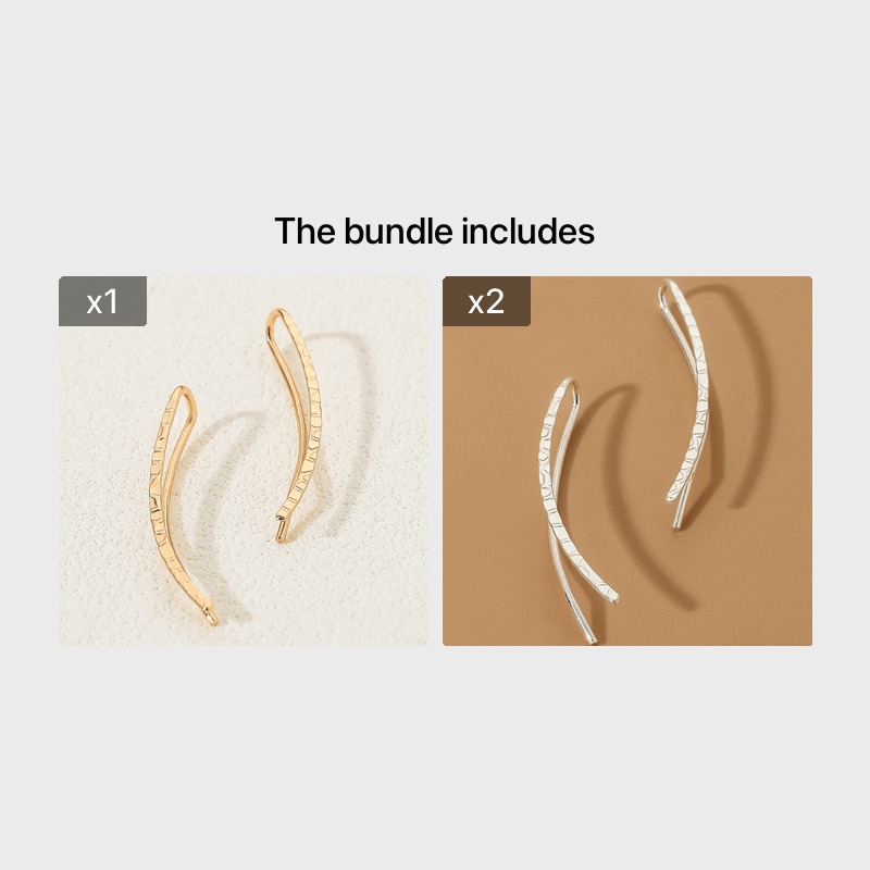 Long Copper Ear Climber Earrings Bar Studs