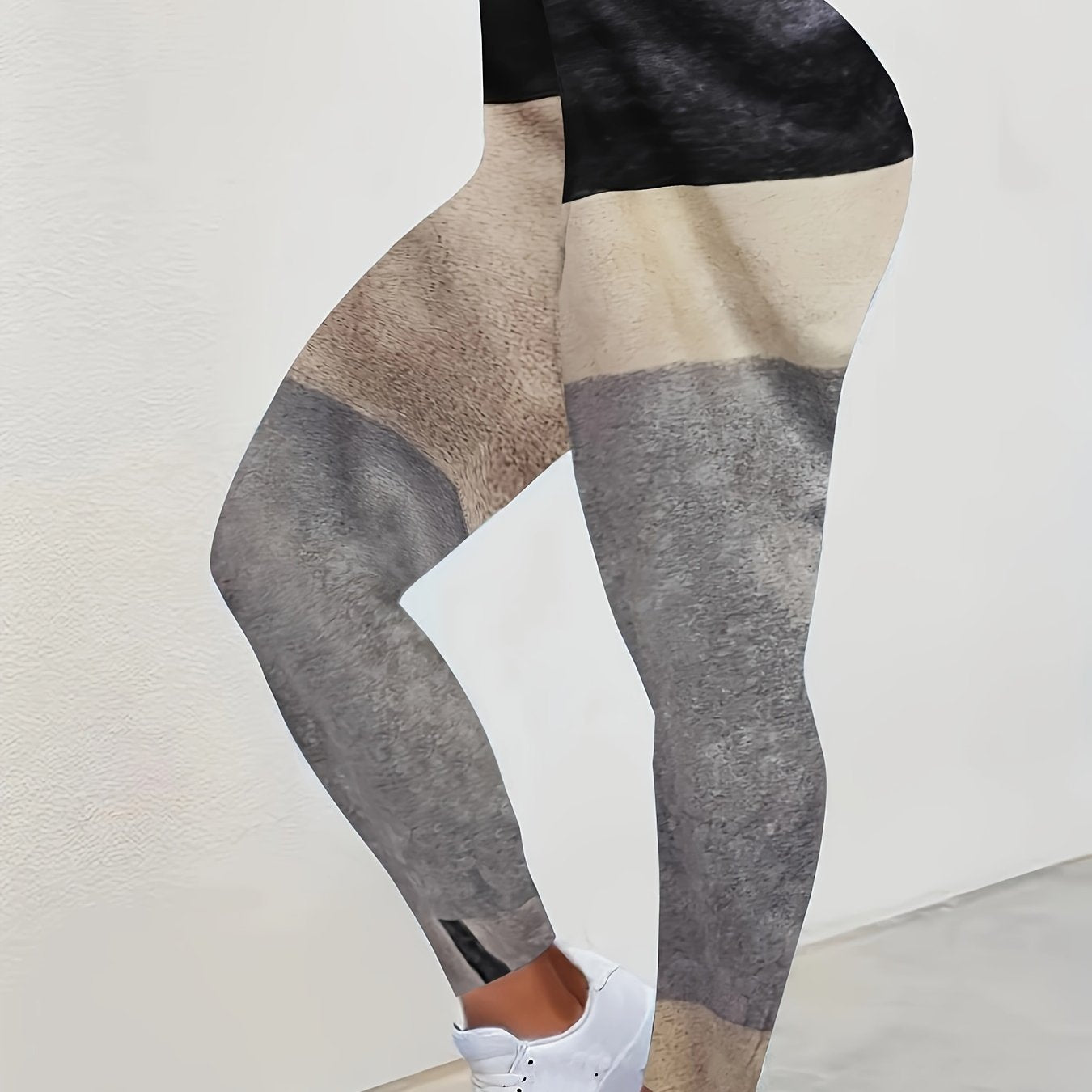  Colorblock Random Print High Rise Leggings