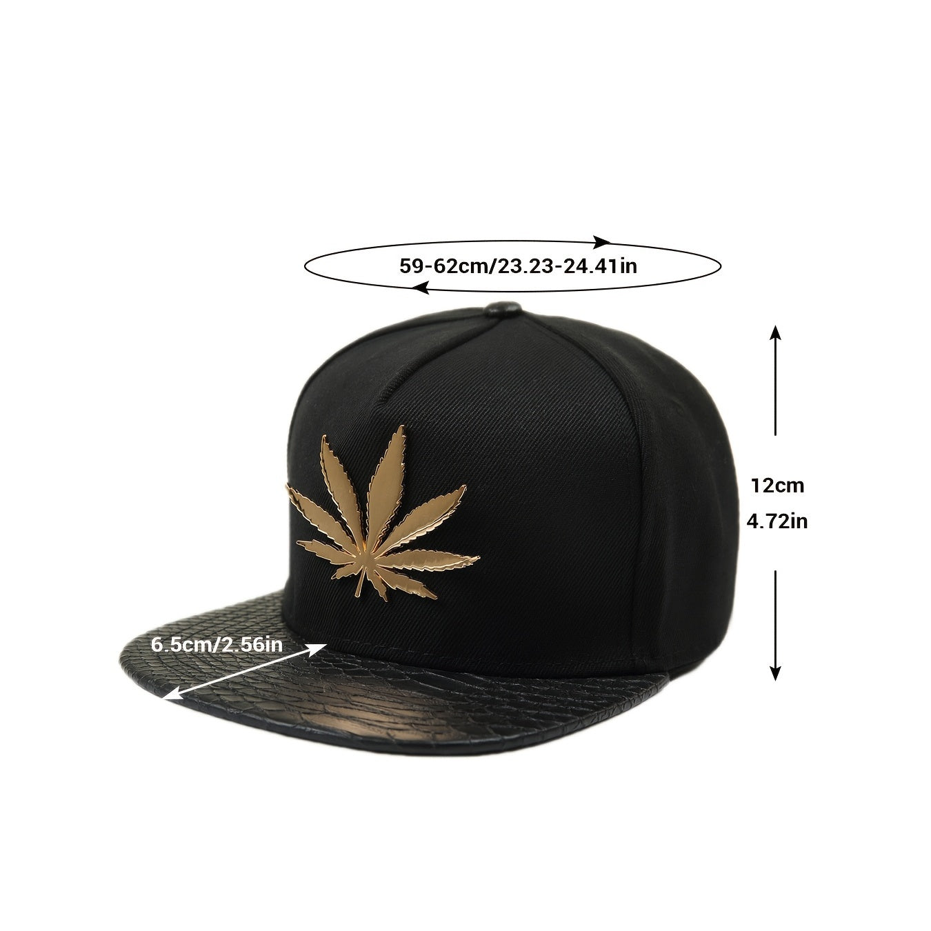 Hip Hop Baseball Cap Hemp Leaves Pattern Flat Brim