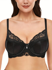  Contrast Lace Underwire Bra Non Padded Comfort