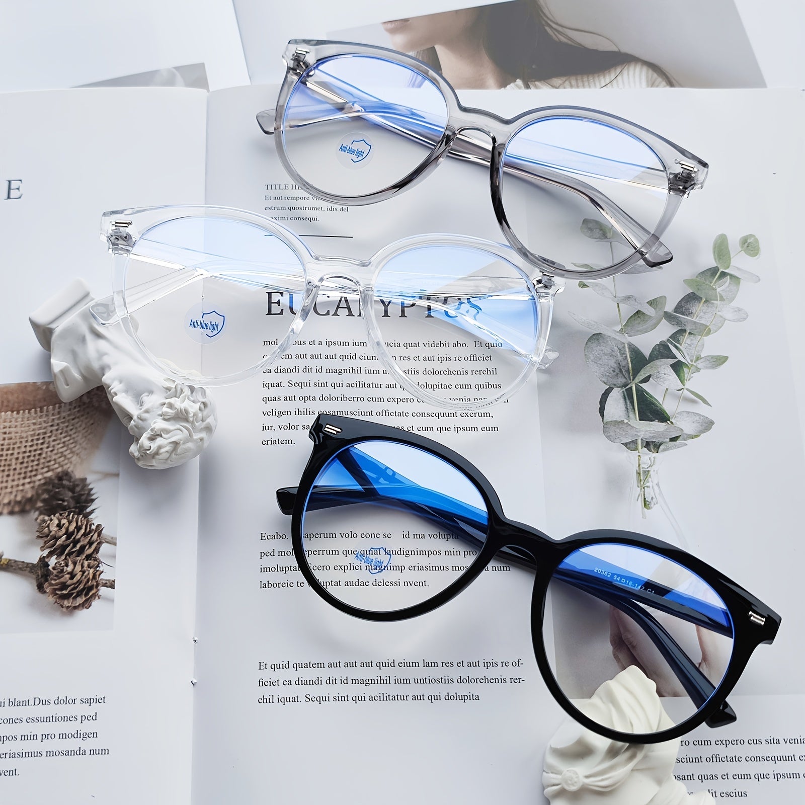 Oversized Computer Anti Light Glasses Round Metal Frame