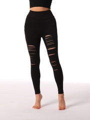 Women's Skinny Ripped Yoga Pants for Sports and Fitness