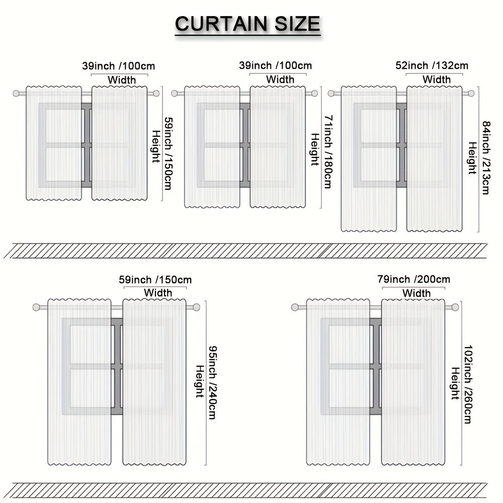 Geometric Sheer Tulle Curtains for Living Room, Sliding Doors - Modern Design
