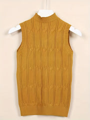 High Neck Tank Top Sleeveless Solid Casual Top