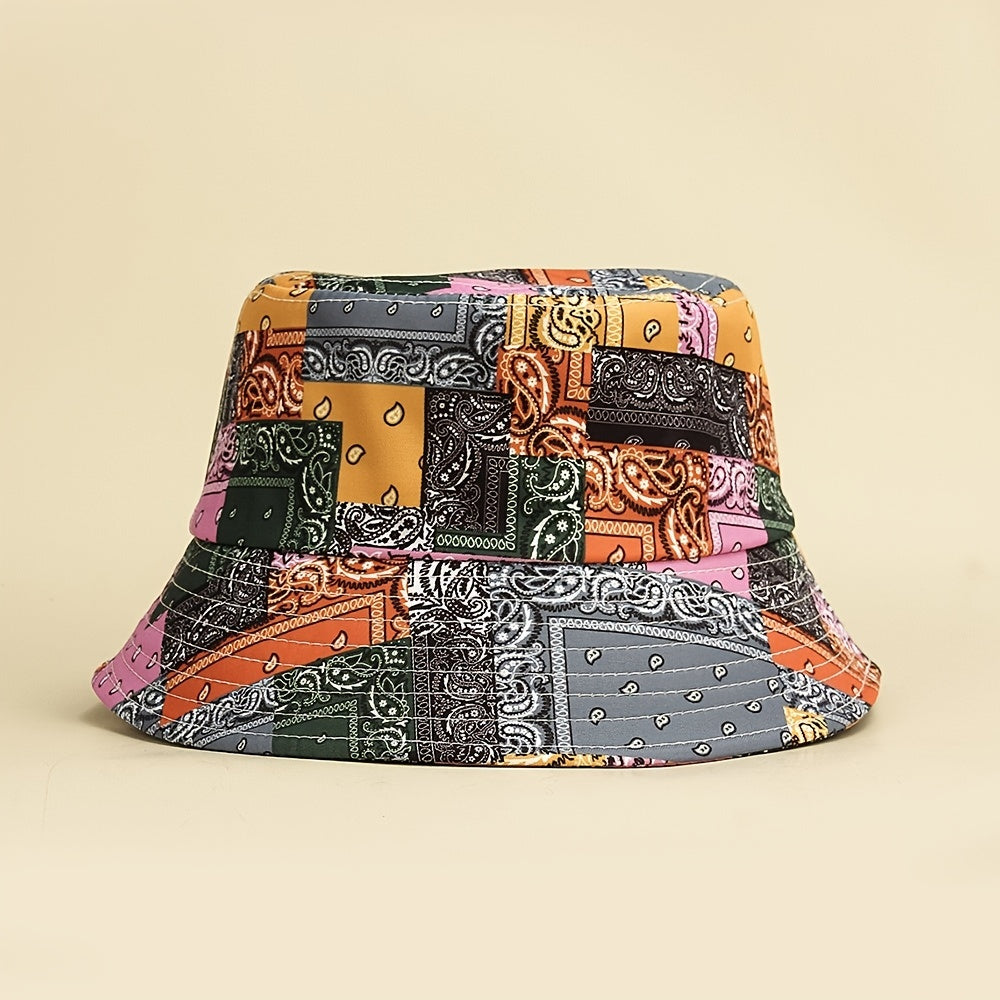Boho Paisley Print Bucket Hat Lightweight Sunscreen Beach Hat