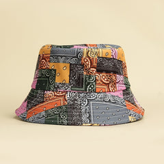 Boho Paisley Print Bucket Hat Lightweight Sunscreen Beach Hat