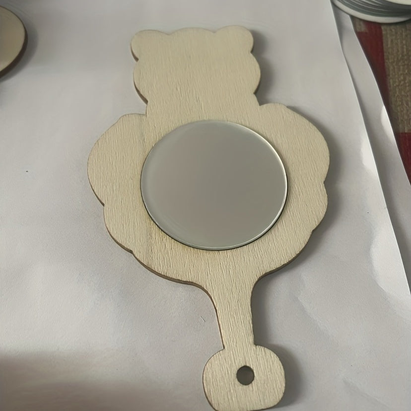 12pcs Mini Wooden Graffiti Mirrors for DIY Painting