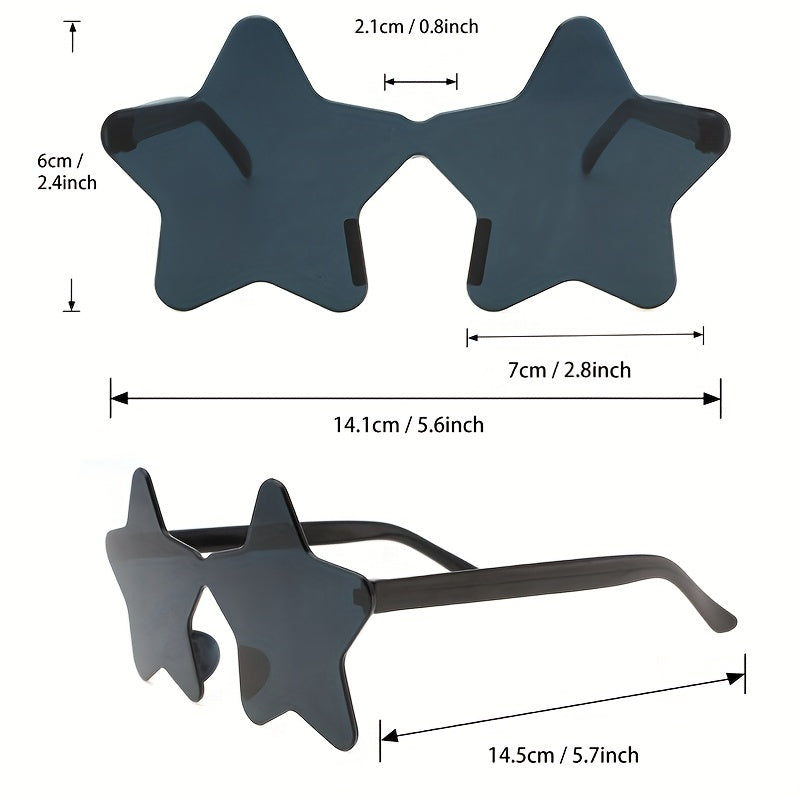 3 Pairs Star One piece Sunglasses For Women Men Candy Decorative Glasses