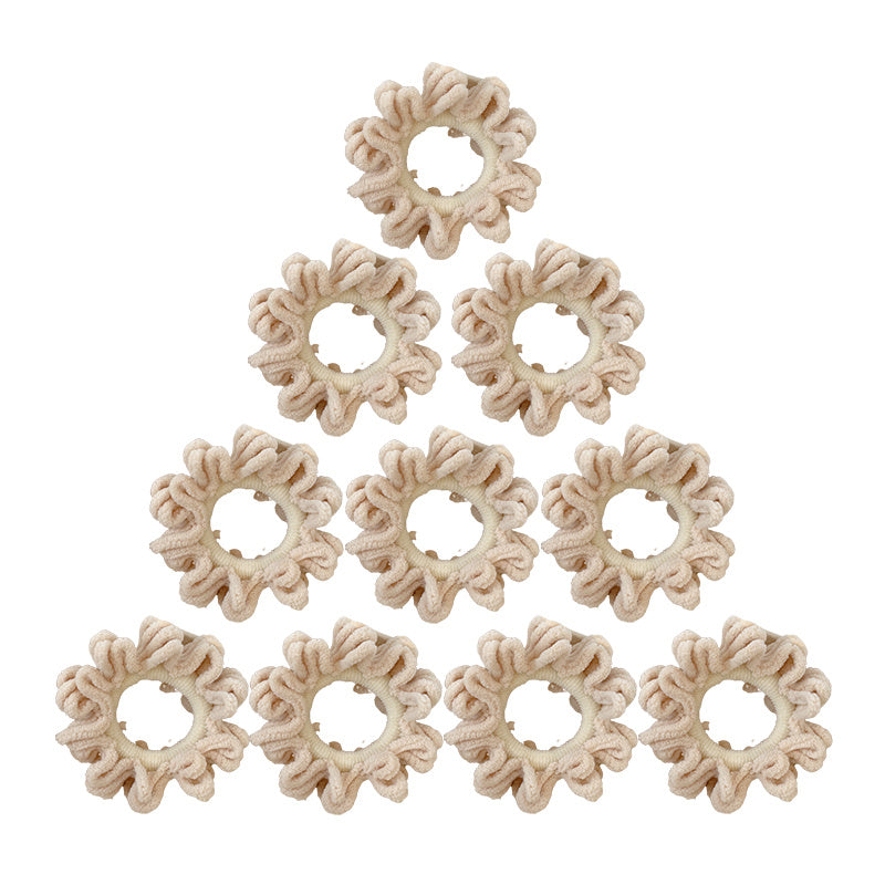 10 Pcs Seamless Thick Ponytail Plush Hair Tie for Women Vintage Hair Accessories