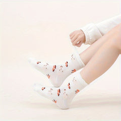 10 Pairs Cartoon Print Socks, Comfy Mid Tube Women's Stockings