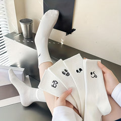 5 Pairs Women's Cartoon Print Socks