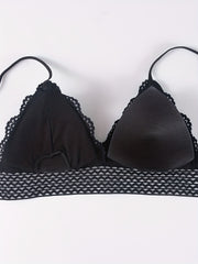 Lace Wireless Bra Breathable & Comfy Cut Out Bra