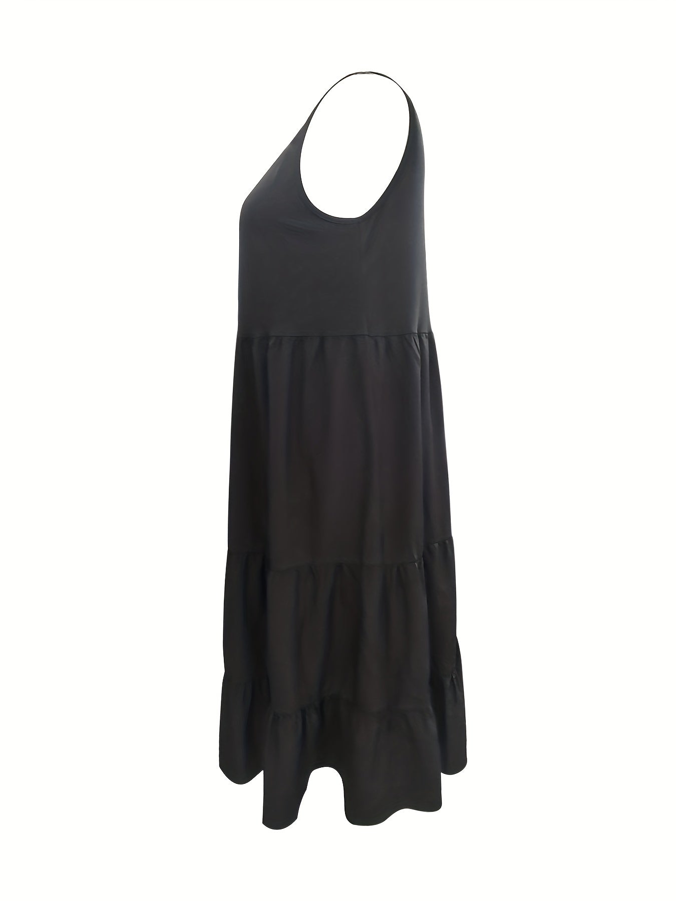  Solid Round Neck Stretch Tank Dress