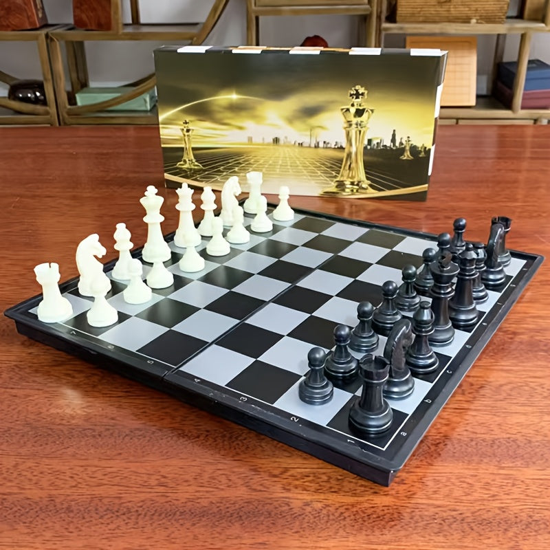 Magnetic Mini Portable Chess Set - Easy Storage Folding Board