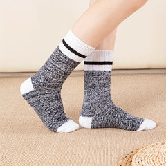 Warm Striped Crew Socks for Women