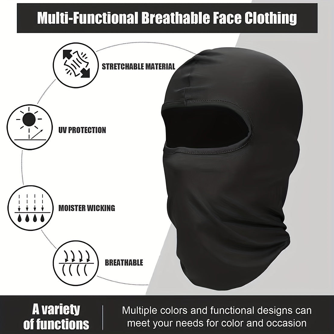 Unisex Balaclava Ski Mask Full Cover Windproof Neck Gaiter for Outdoor Sports